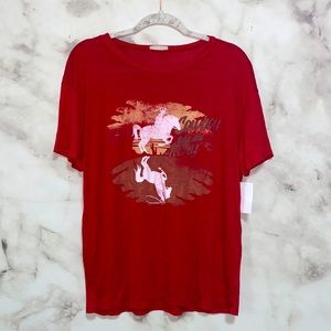Wst Cst "Cowboy Take Me Away" Western Graphic Tee - Red